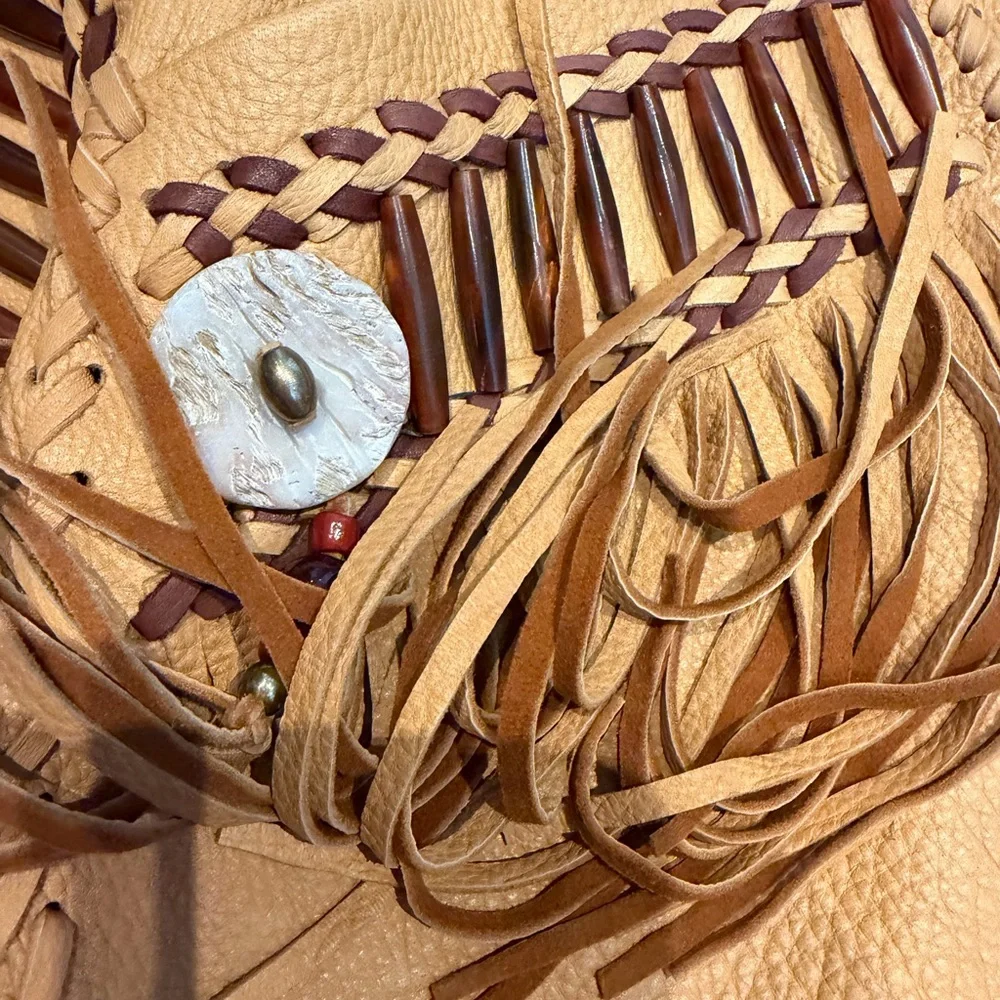 Fringed tan leather rusty dorr  Jacket - Picture 10 of 15